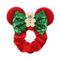 Disney Mouse Ears Velvet Scrunchies Hairband Women Elastic Ponytail Holder Girls Sequin Bow 2023 Kids Party DIY Hair Accessories