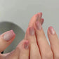 24Pcs Short Square Coffin False Nails Square Fake Nails with Glue French Glitter Wearable Acrylic Nails Set Press on Nail Tips
