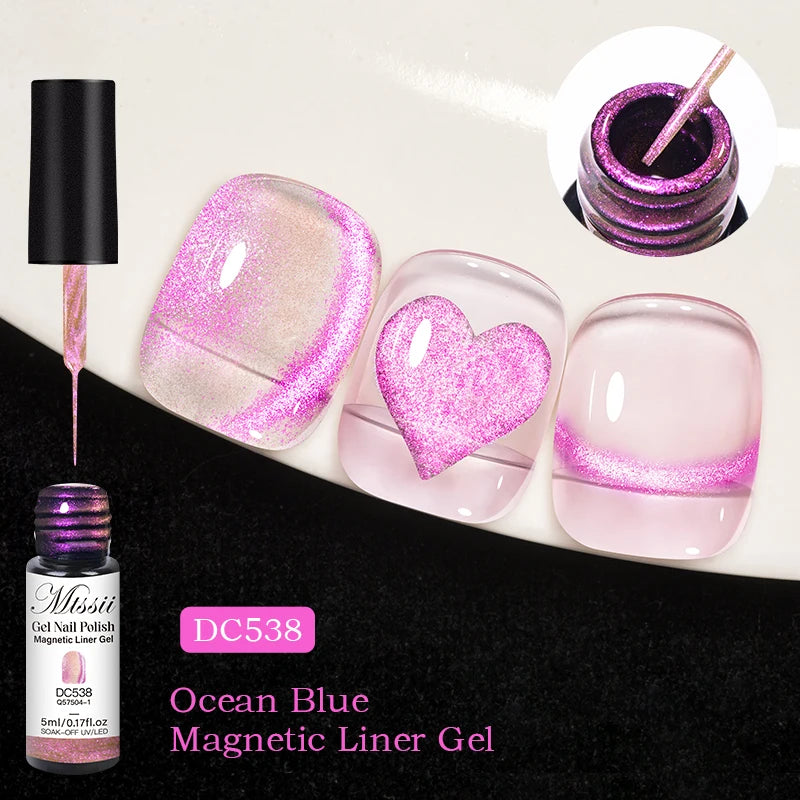 7ml Sparkling Glass Bead Cat Magnetic Gel Nail Polish Flash Black Spar Red Color Semi Permanent Soak Off UV Summer Gel Varnish