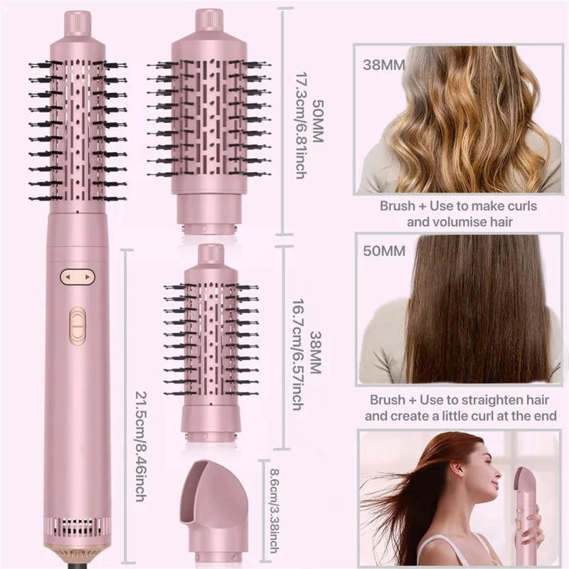 Rotating Hair Dryer Brush,3 in 1 Rotating Hot Air Brush with Detachable Brush,3 Heats and 2 Speeds Rotating Hair Dryer Brush