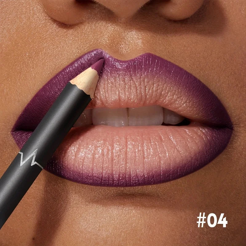 Waterproof Matte Lipliner Pencil – Red Contour Tint, Long-Lasting, Moisturizing Lips Makeup, 12 Colors