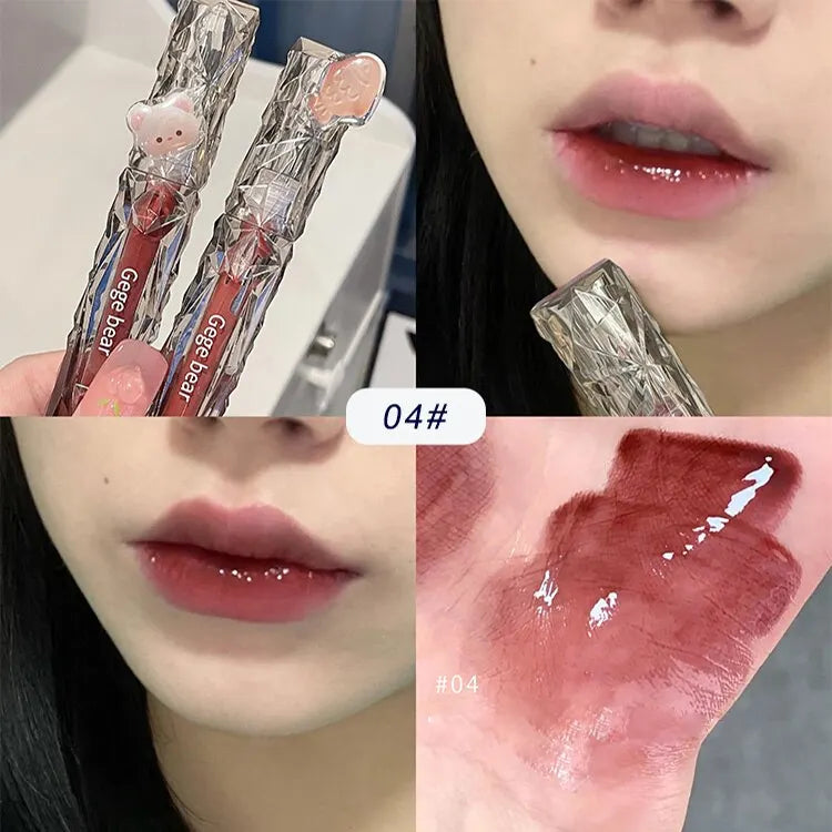 Gege Bear Crystal Mirror Water Lip Gloss – Hydrating, Ultra-Moisturizing, High Shine Glossy Lip Tint for Fuller Lips