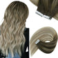 [NEW]VeSunny Tape In Hair Extensions Human Hair Real Natural Hair Balayage Color #4-14-60 Skin Weft Straight Seamless Hair