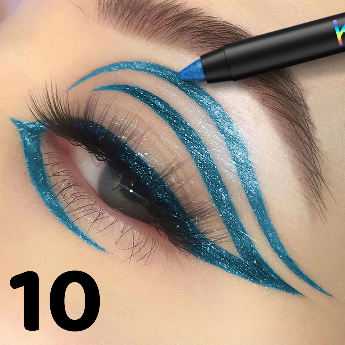 1pc Colourful Eyeliner Pen,High Pigmented Pearly Glitter&Shimmer Metallic Eyeliner Stick, Long Lasting Waterproof White Black