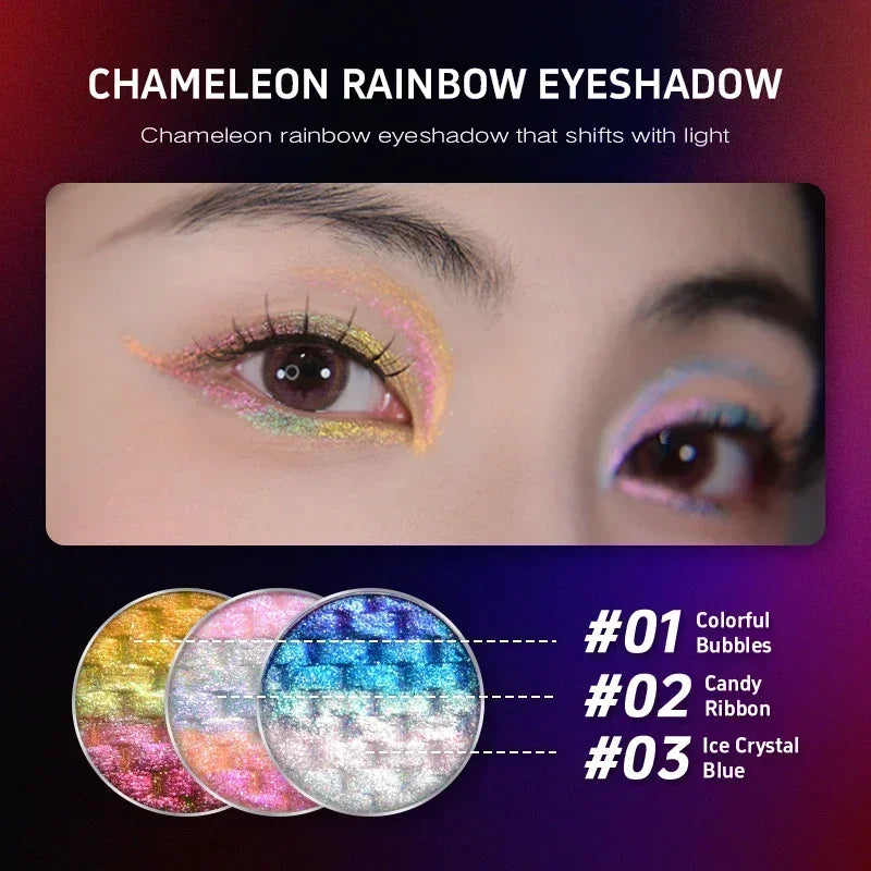 CHARMACY Rainbow Duochrome Eyeshadow New 5 Colors Shimmer Multichrome Long-lasting Eye Shadow Cosmetic Makeup for Women