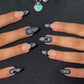 24pcs Halloween Blood French Fake Nail Tips Sweet Cool Bat Skeleton Pattern Round Almond Press on Nails Spider Web False Nail