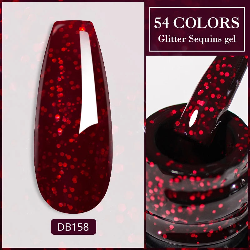 Mtssii 7ml Glitter Rubber Base Gel Polish Gold Sequins Pink White Base Gel Top Coat Soak Off UV LED Nail Art Varnish Manicure