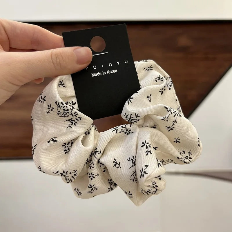korea fashion Leopard print oversized scrunchie for women elastic big hair tie girls black hair rubber bands Retro hair rope