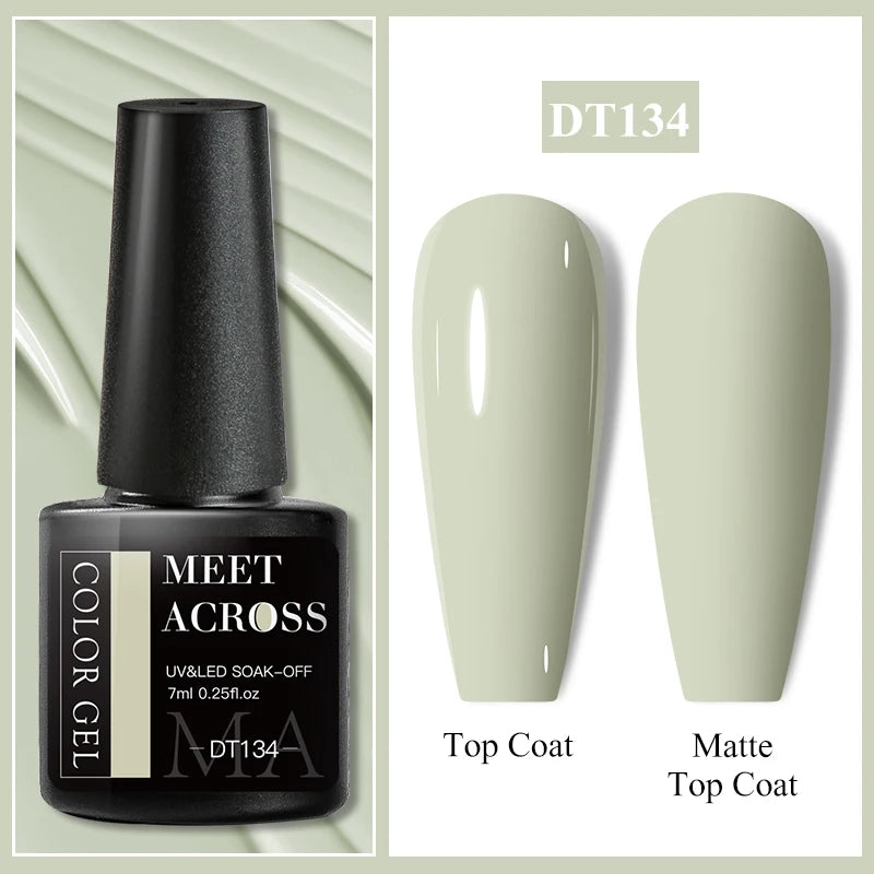 MEET ACROSS 7ml Purple Nail Gel Polish Semi Permanent Nail Art For Nails Decoration UV LED Painting Gel Varnish Nail Supplies