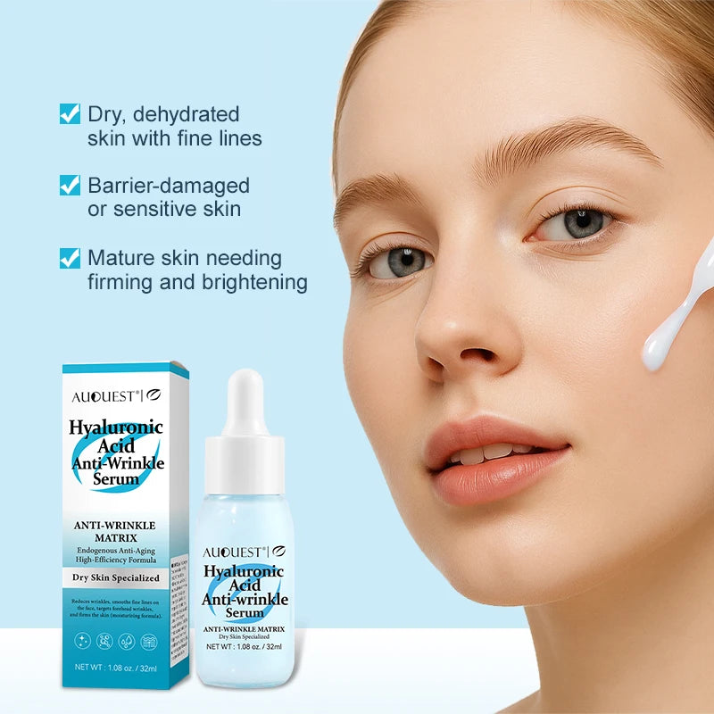 AUQUEST Hyaluronic Acid Anti-Wrinkle Face Serum Anti-Aging Lifting Firming Brightening for Glowing Skin Facial Care