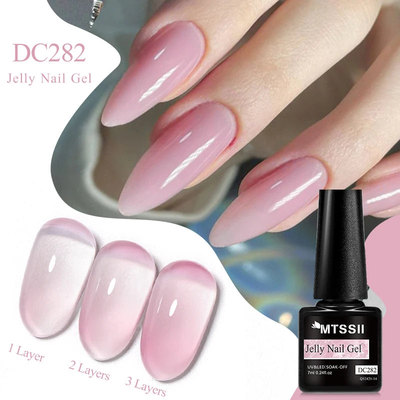 7ML Jelly Gel Nail Polish Black Crystal Translucent Dull Color Nail Art Gel Semi Permanent Varnish Soak Off UV LED Gel Polish