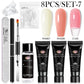 MEET ACROSS Extension Nail Gel Polish Set Acrylic Crystal Building Full Polygel For Nails Kit UV Varnish Nail Art Manicure Set