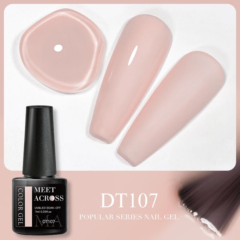 MEET ACROSS 7ml 140 Colors Glitter Gel Nail Polish Fluorescent Laser Semi Permanent Soak Off Nail Art UV Gel Varnish Manicure