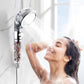 3 Modes Adjustable High Pressure Shower Head SPA Shower Water Saving Filter Balls Replaceable Switch Button One Key Stop Shower