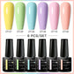 MEET ACROSS 6Pcs Gel Nail Polish Set Pink Red Green Macaron Color Manicure Kit For Nails UV Gel Nail Art Varnish Nail Supplies