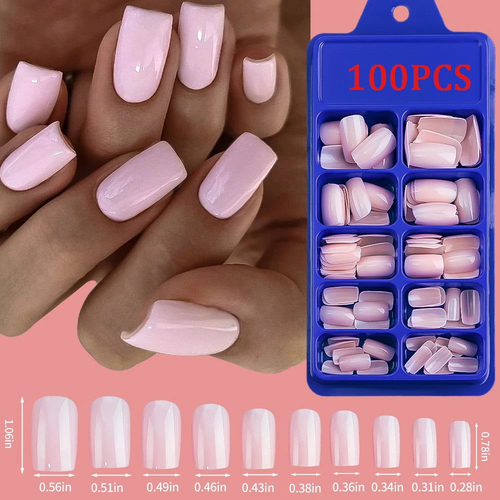 576pcs/Box Colorful Fake Nails Black Red Design Fake Nail Oval Short Square Press On False Nails Mixed Full Cover Nail Tips