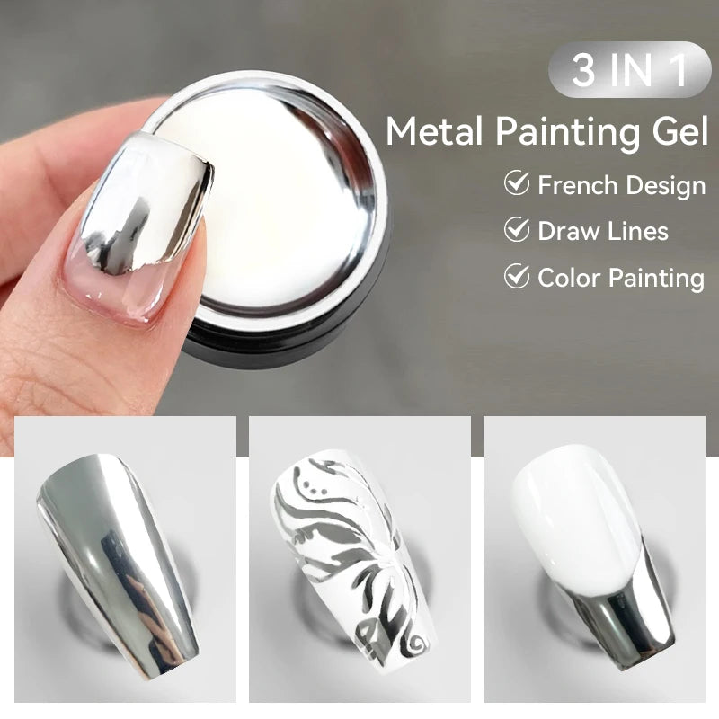 LILYCUTE 5ml Line Art Gel Nail Polish Gold Silver DIY Drawing Gel Reflective Glitter Design Semi Permanent Painting Gel Varnish