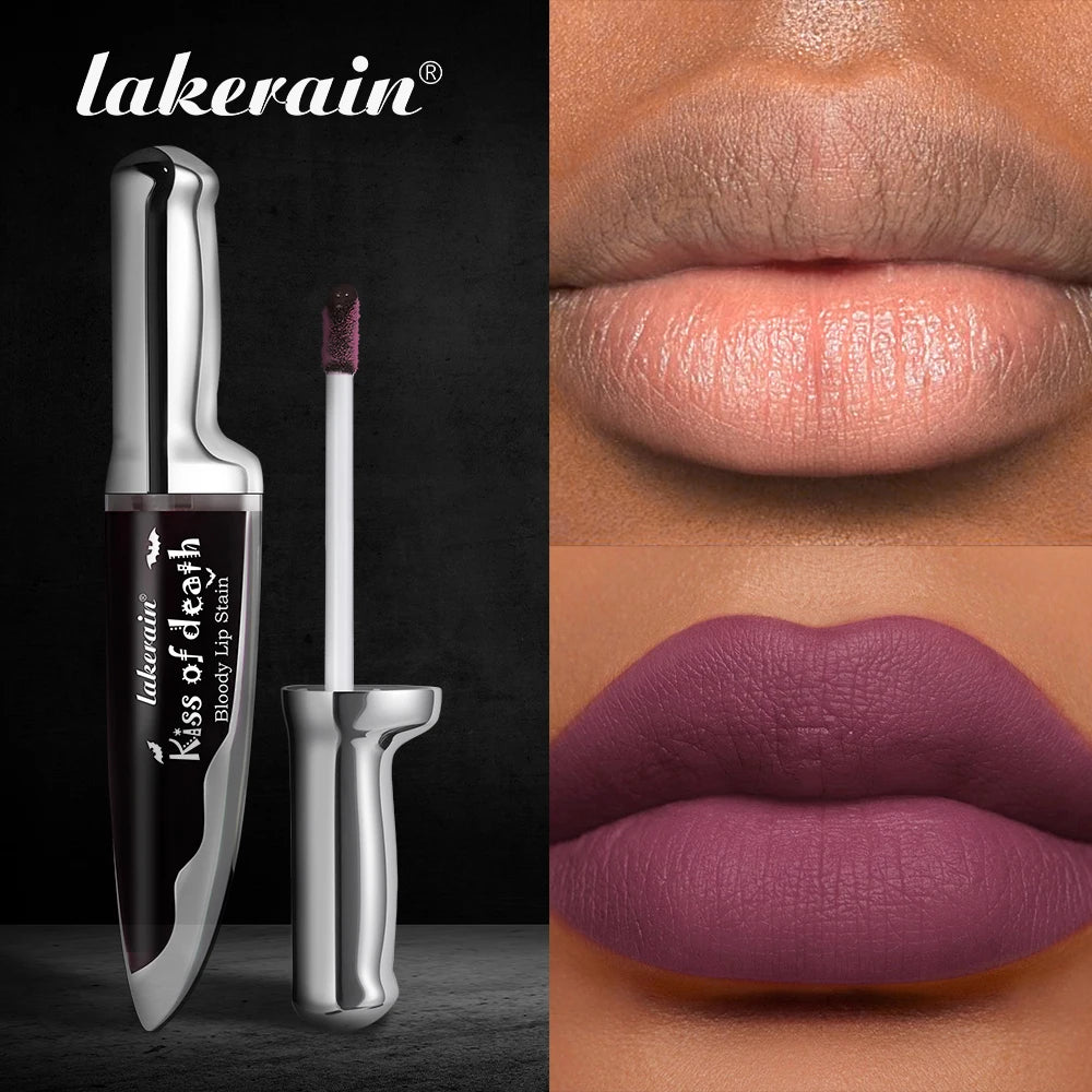 Halloween Matte Lip Stain Liquid Lipstick Dark Shades Lip Tint Smudge‑Resistant Lip Gloss Cosplay Party Long‑Wear Lip Makeup