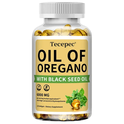 Oil of Oregano with Black Seed Oil, 30/60/120 Capsules– 20:1 Extract - Antioxidant Immune Health Support, Non-GMO Supplement