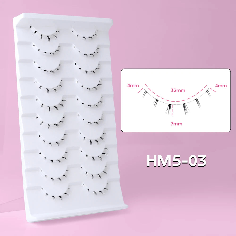 10Pairs Bottom Eyelashes Manga Lower Lashes Clear Band Wispy Small Flame Under Eye Lashes Korean Makeup Cosplay Tools
