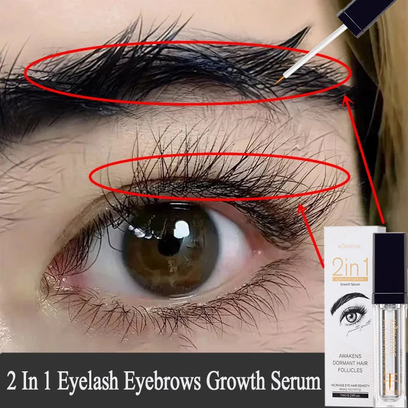 2 In 1 Fast Eyelash Eyebrows Growth Serum 7 Days Natural Eyelash Enhancer Longer Fuller Thicker Curling Lengthening Lash Makeup