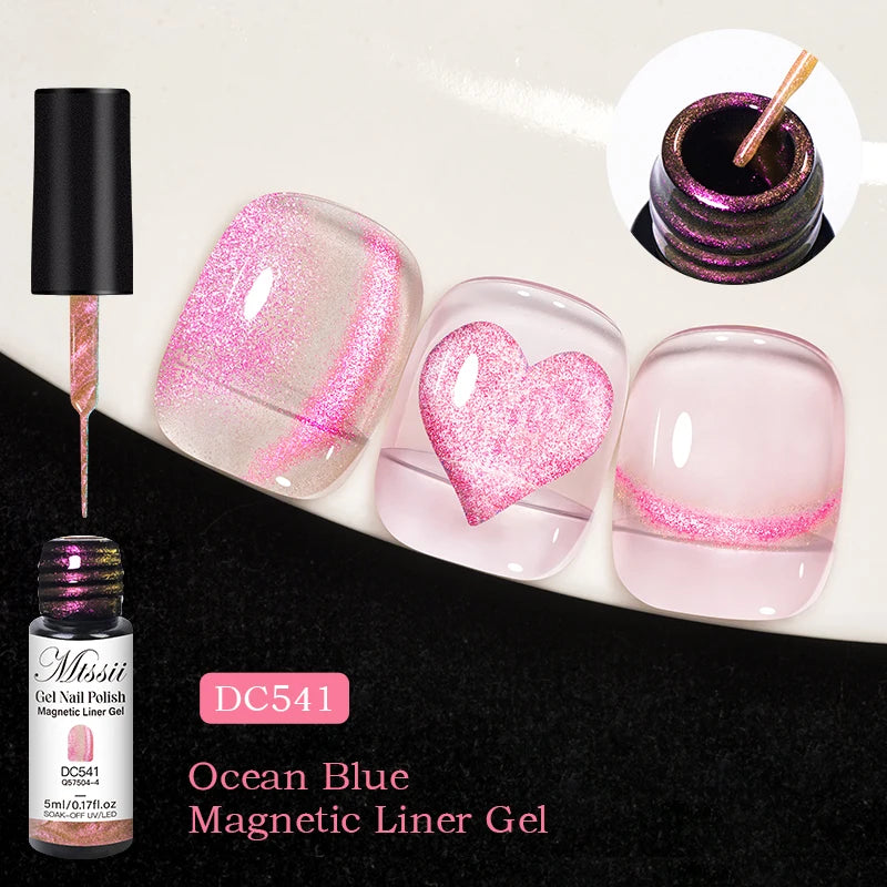 7ml Sparkling Glass Bead Cat Magnetic Gel Nail Polish Flash Black Spar Red Color Semi Permanent Soak Off UV Summer Gel Varnish