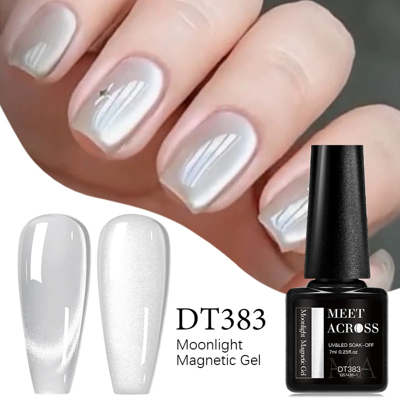 MEET ACROSS Pink Red Cat Eye Gel Nail Polish 7ml Jelly Amber Cat Magnetic Gel Nail Soak Off UV LED Semi Permanent Gel Nail Art