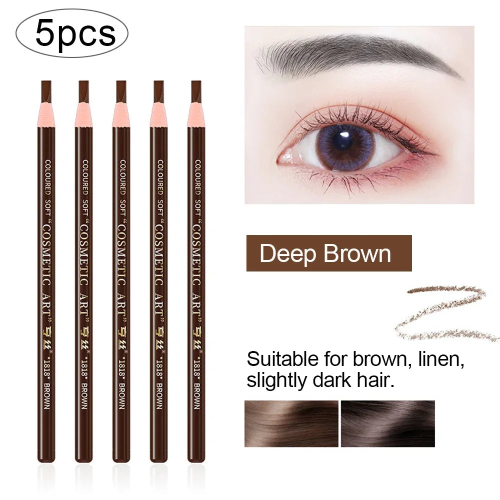 5pcs Professional Microblading Pencil Permanent Eyebrow Pencil Tattoo Waterproof Art Tint Makeup Eye Brow Pen Enhancers Cosmetic