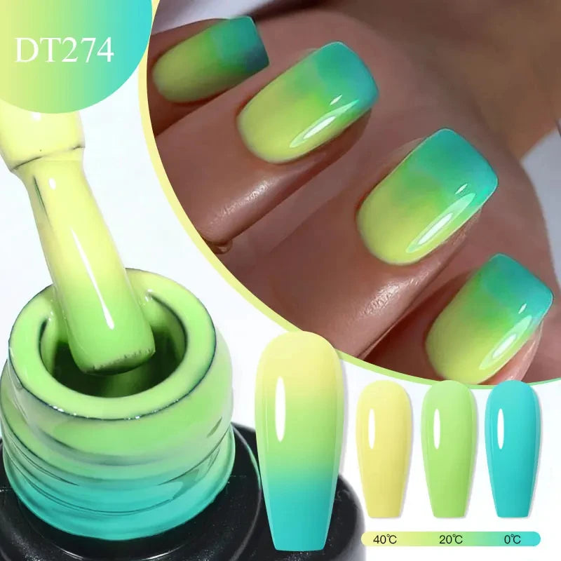 MEET ACROSS 7ml Eggshell Thermal Gel Nail Polish Temperature Changing Gradient Nail Art Varnish Winter Soak Off Gel For Nails
