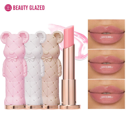 Beauty Glazed Bear Moisturizing Lipstick – Colored Lip Balm, Nourishing Lipstick, Easy-to-Apply Watery Lip Makeup