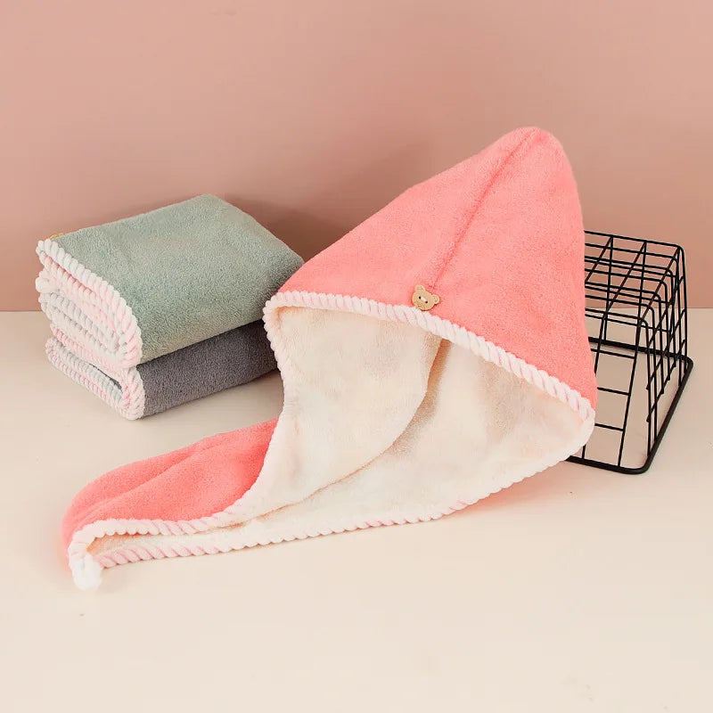 Ultra-Absorbent Microfiber Hair Towel - Double-Layered, Quick-Dry Design - Ideal for Shower, Gym & Spa Use