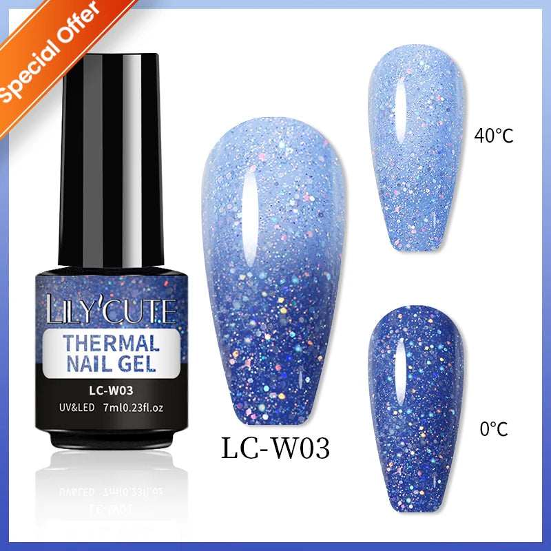 LILYCUTE 7ml Gold Sparkling Glitter Gel Nail Polish Semi Permanent UV Gel Soak off UV LED Nail Gel Varnish For Nail Manicure DIY