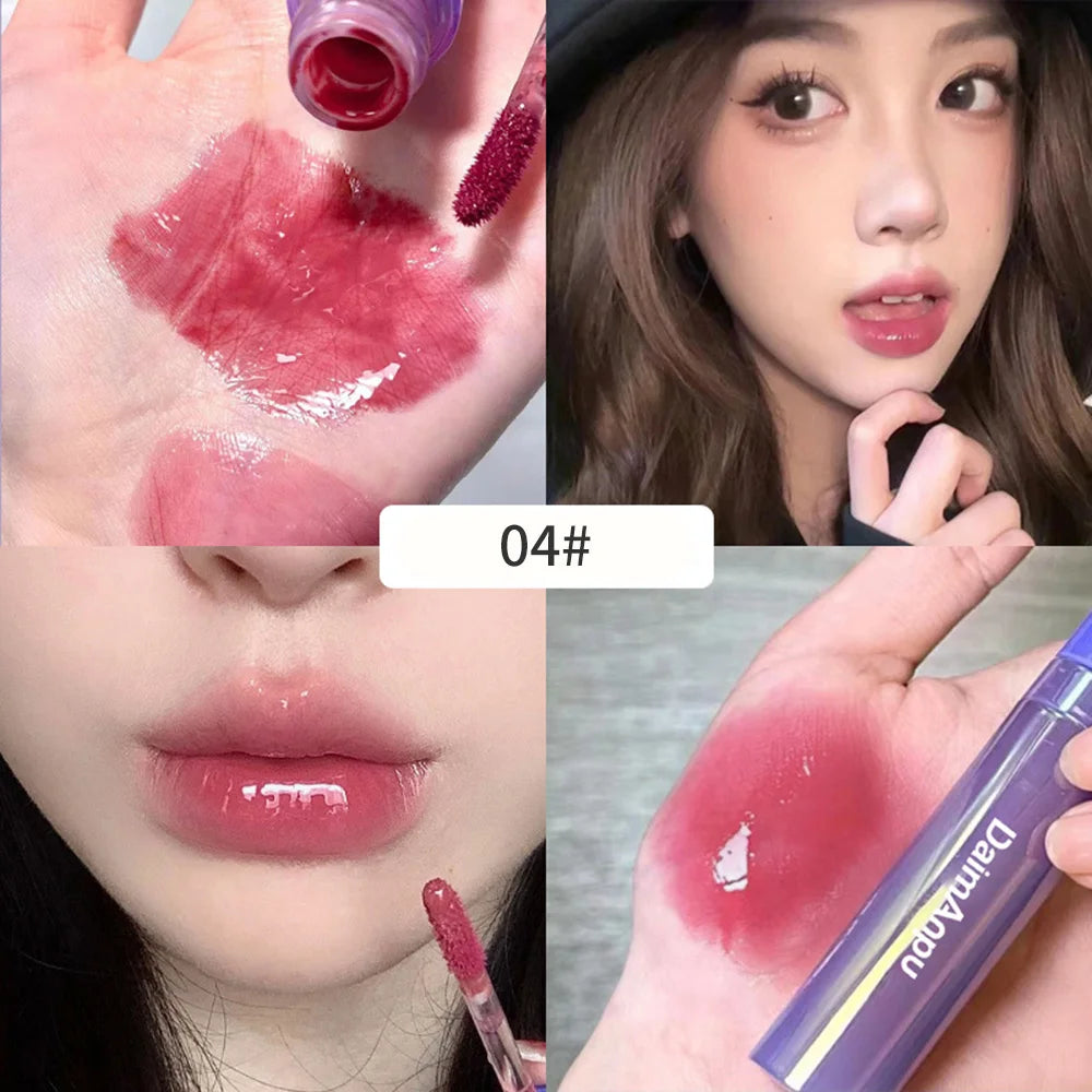 Purple Plumping Lip Gloss Mirror Water Gloss Shining and Moisturizing Highly Pigmented Lip Stain for Girls and Women