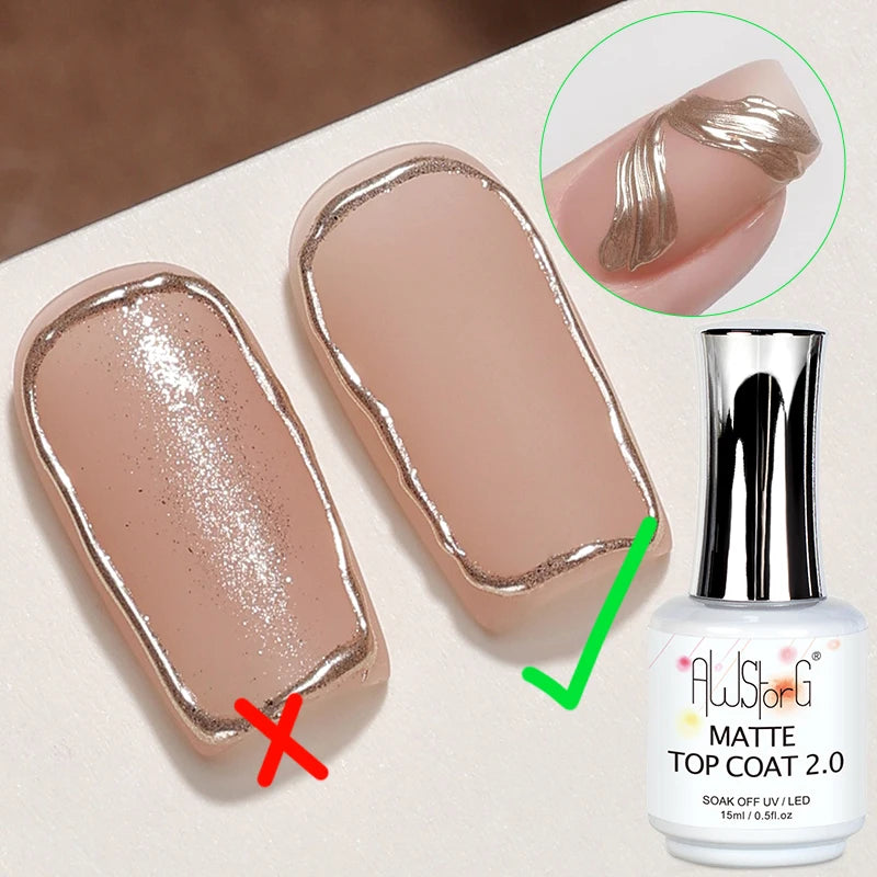 AWStorG 15ML Super Top Coat  Function Gel No Wipe Matte Top Gel Transparent Soak Off  UV LED NailArt Manicure Gel Varnish Primer