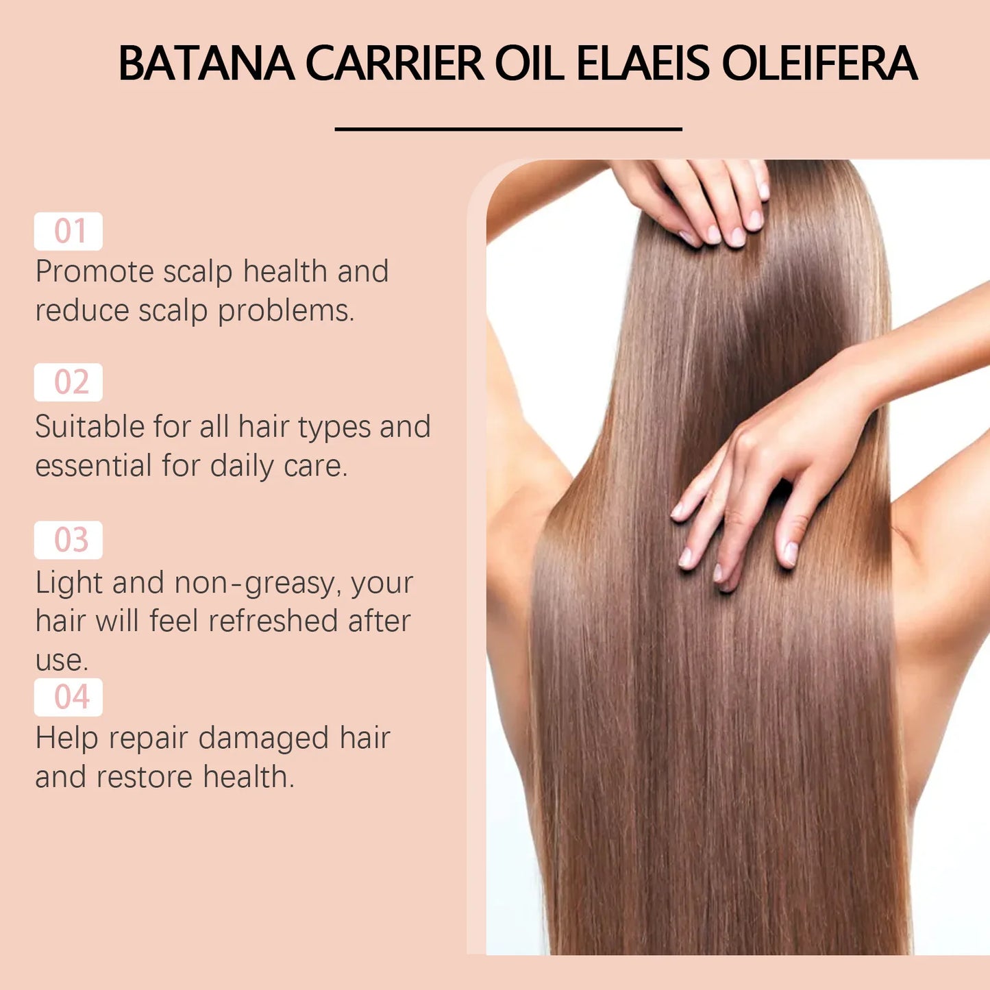 Batana Hair Growth Oil Thinning T-reatment Repair Damaged Prevent Baldness Scalp Massage Strengthen Loss Vitamin Hair Care Serum
