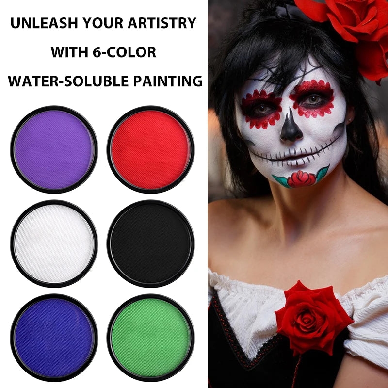 30G Professional Face And Body Paint,Safe,Single Color for Halloween And Christmas Makeup,Water Activated Face & Body Paint