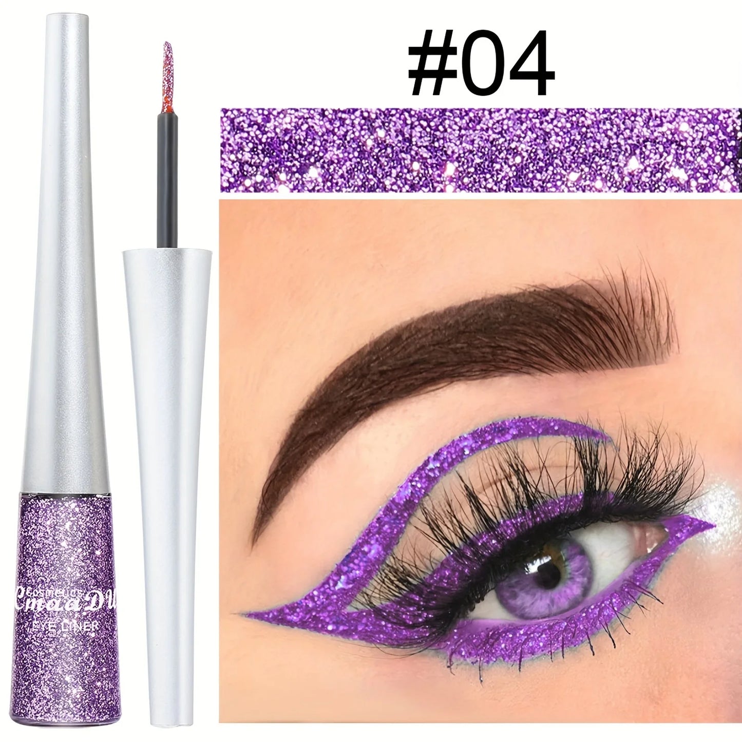 Long-Lasting Liquid Eyeliner Pen - Shimmer in Silvery, Green & Blue | Waterproof, Smudge-Proof Makeup