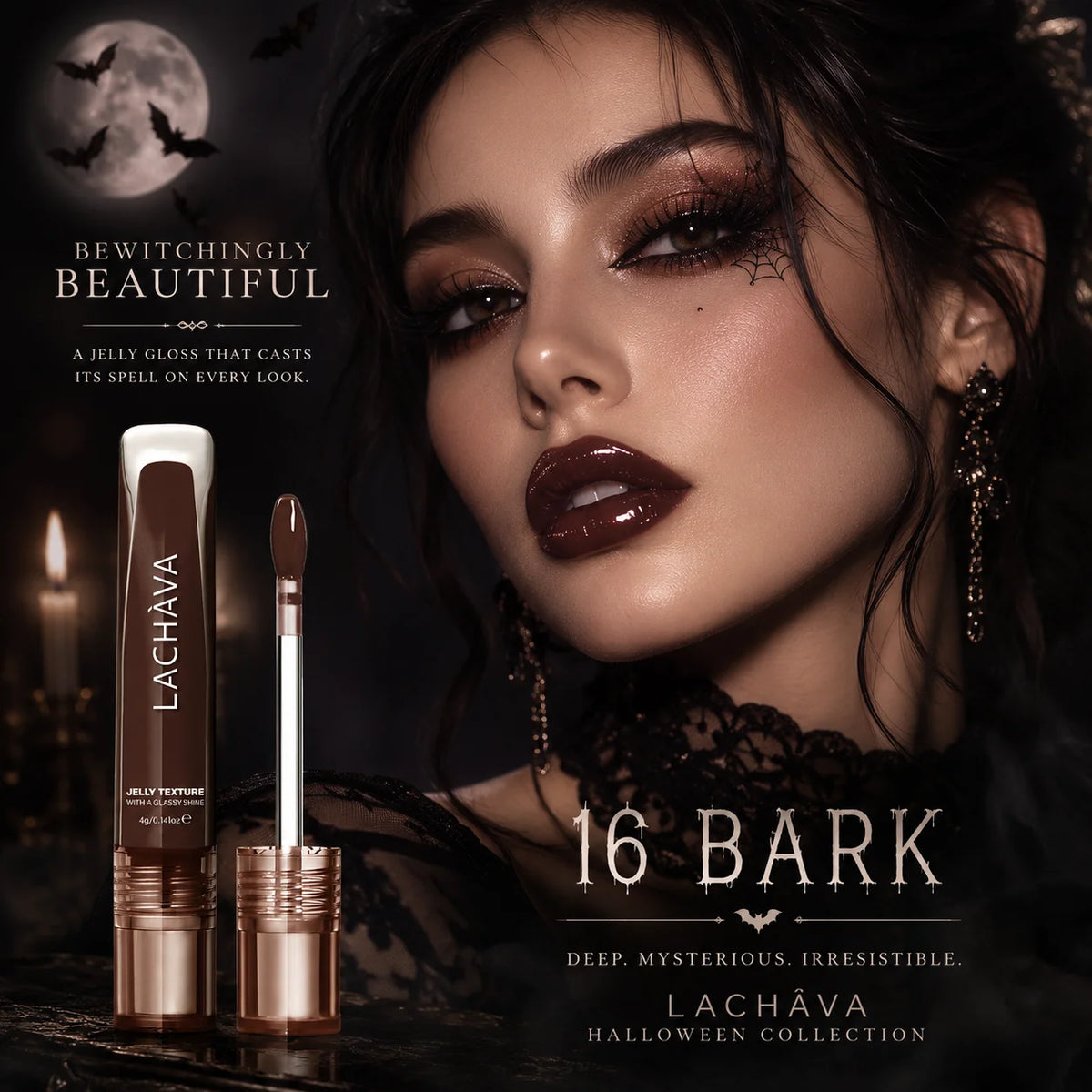 2 Pack Halloween Jelly Spellbinding Moody Brown Lip Gloss Set, Glassy Shine Brown Lip Glaze, Non-sticky Long Lasting