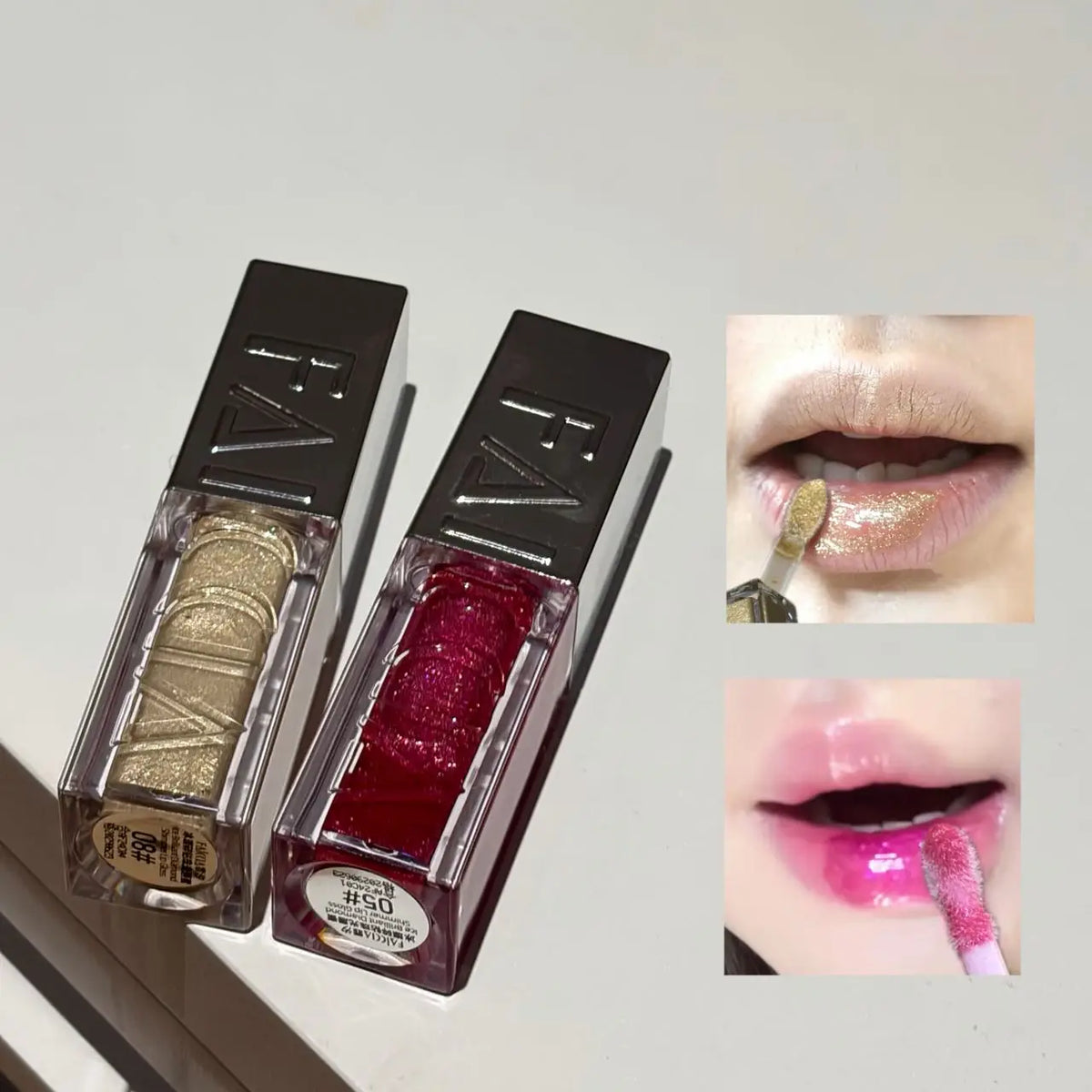 Faiccia Ice Shine Diamond Lip Gloss Shimmer Pearl Hydrating Plumping Glass Lip Multiple Sparkle Shades Daily Makeup