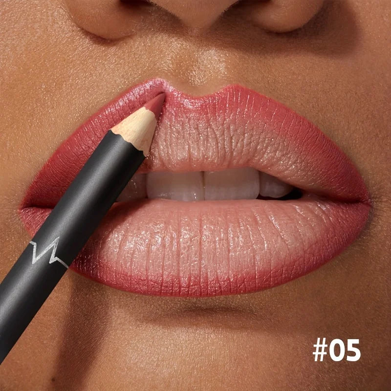 Waterproof Matte Lipliner Pencil – Red Contour Tint, Long-Lasting, Moisturizing Lips Makeup, 12 Colors