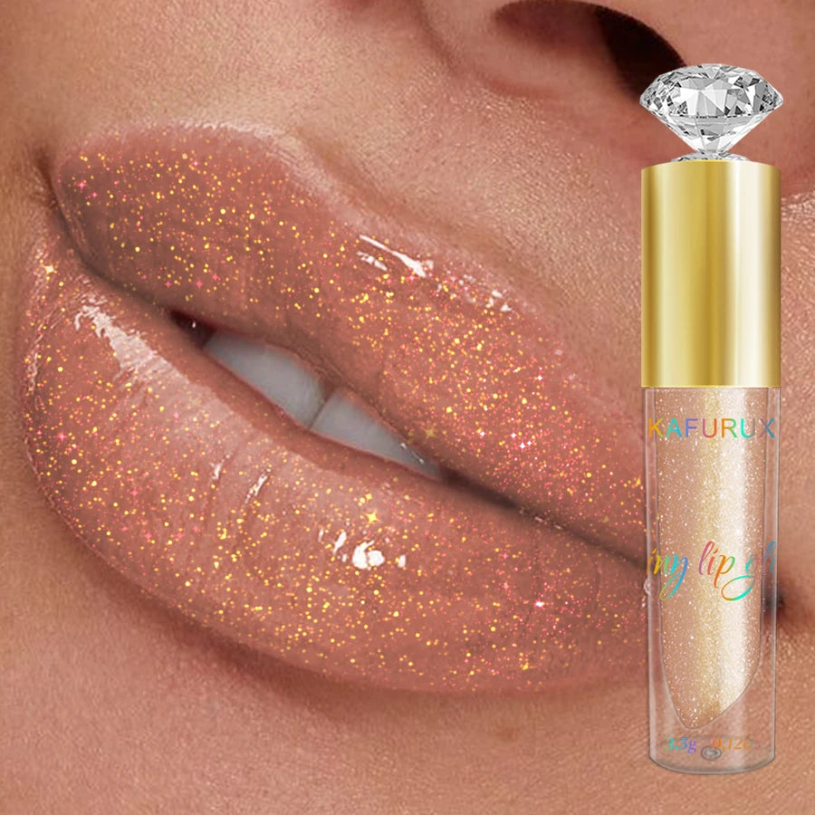 9 colors diamond shimmer glitter lip gloss moisturizing liquid lipstick pearl color lip glaze sexy red pink lip makeup gifts