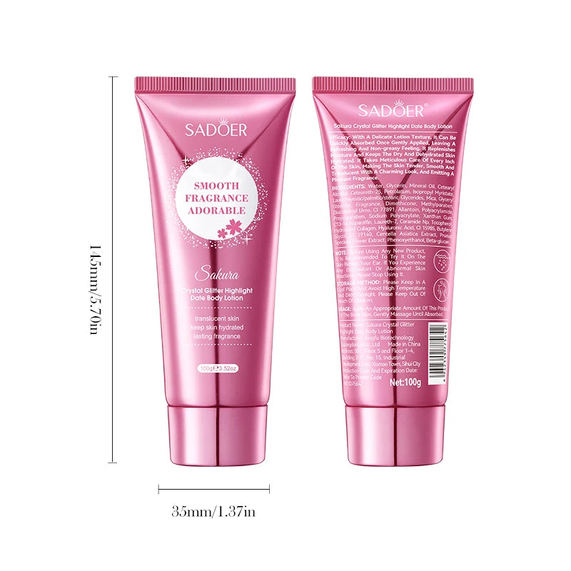Cherry Blossom Moisture Crystal Glow High Gloss Dating Cherry Blossom Scent Body Lotion Deep Moisturizing Hydrating Body Lotion
