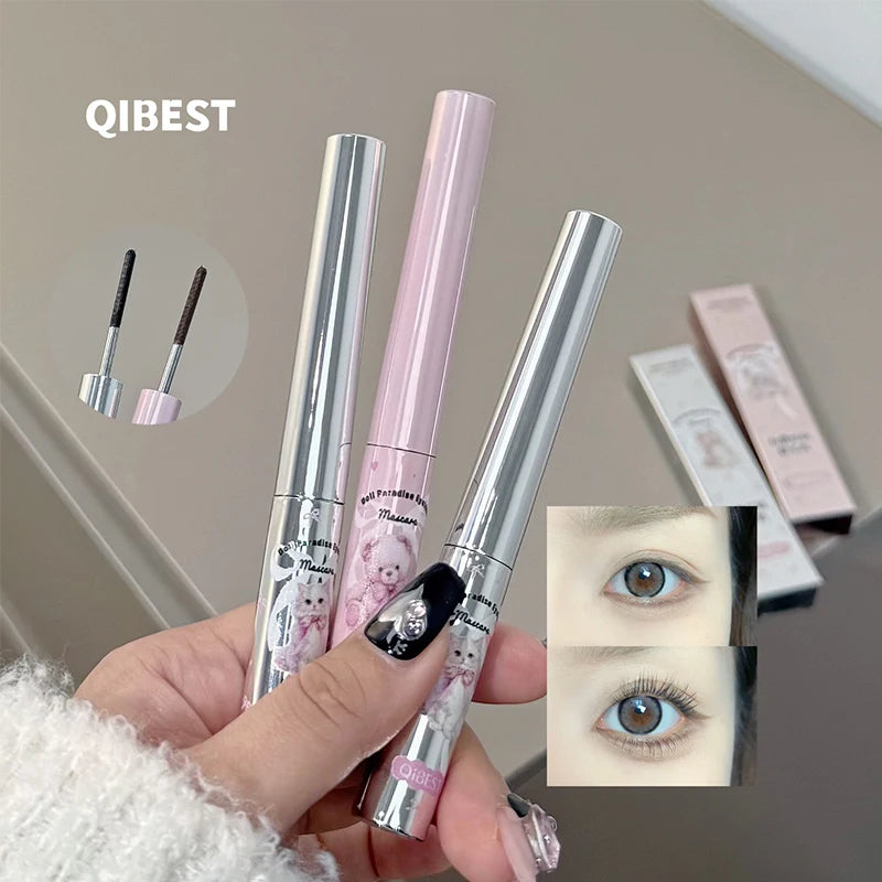 QIBEST 4D Silk Fibre Mascara Curling Thick Ultra-fine Brush Eyelash Extension Black Brown Waterproof Mascara Women Eye Cosmetics