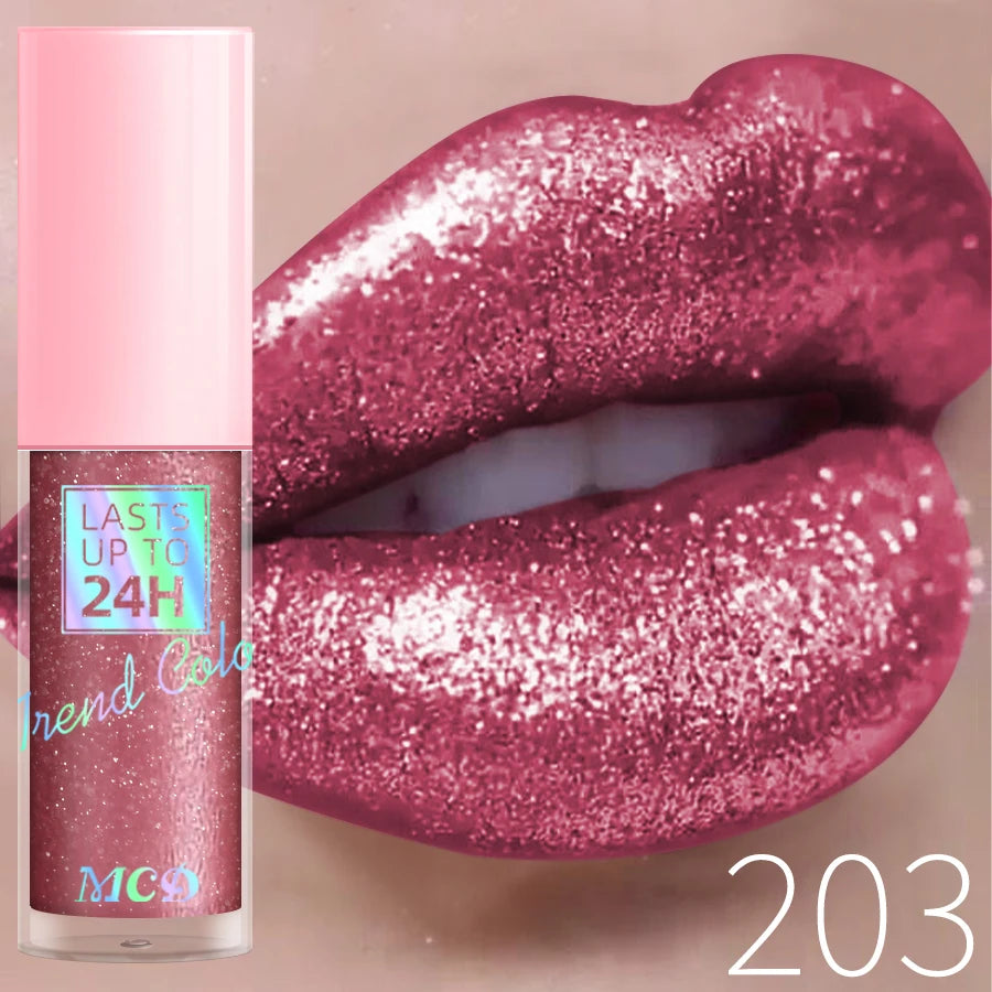 18 Colors Diamonds Glitter Lip Gloss Long Lasting Waterproof Liquid Lipstick Pearl Shining Lip Color Sparking Lip Makeup Women