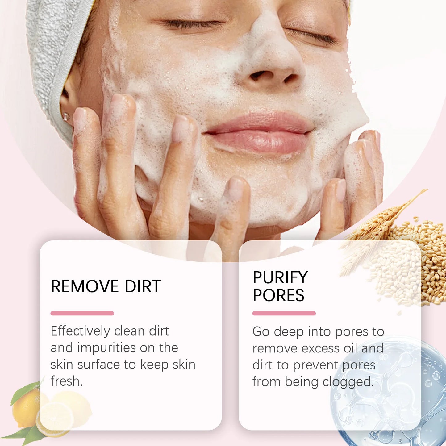 Rice Water Face Wash Deep Cleaning Moisturizing Brightening Rejuvenation Oil Control Sooth Facial Cleanser Foam Korean Skin Care