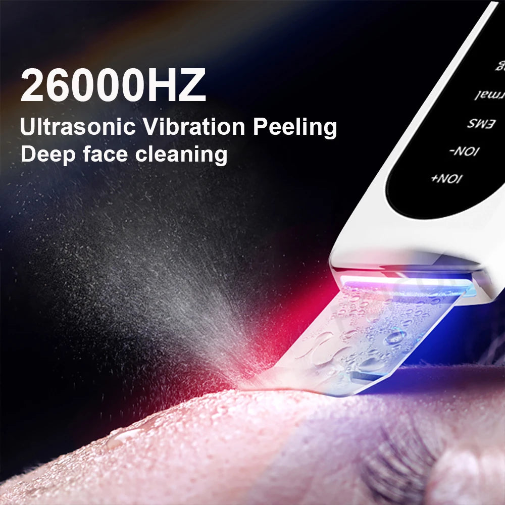 Ultrasonic Skin Scrubber Facial Peeling Face Scrubber Blackhead Remover Ance Pore Deep Facial Cleaning Spatula Facial Cleanser