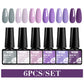 Mtssii 6PCS/Set Sparkly Nude Pink Gel Nail Polish Glitter Semi Permanent Nail Art LED UV Soak Off Gel Varnish Nail Supplies
