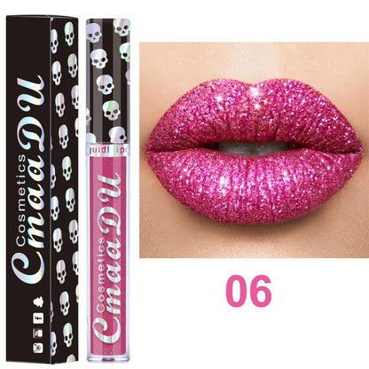 8 Colors Shiny Lip Gloss Laser Skull Diamond Phantom Metal Lipgloss Cosmetic Makeup Beauty Tools For Women Girls