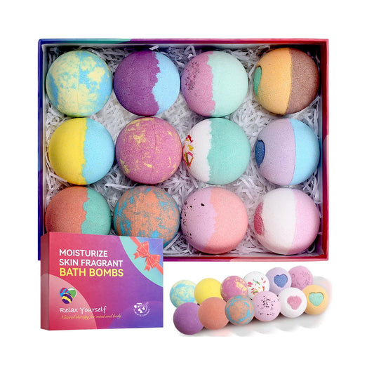 Bath Bombs for Women Gift Set 12pcs Natural Wonderful Fizz Effect for Bubble & Spa Amazing Gift for Wife, Girlfriend, Mother