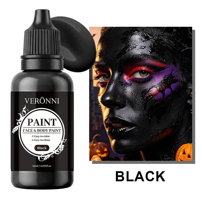 20ml Water Based Face Body Paint Single Bottle Safe Non-toxic For Halloween Party Cosplay Makeup Easy To Wash Off For Kids Adult